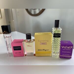 Versace, Hermes, Ferrigamo, Narciso Rodrigues and Valentino Perfume Set